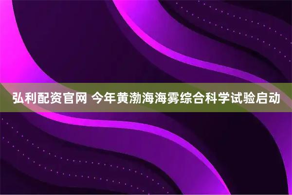 弘利配资官网 今年黄渤海海雾综合科学试验启动